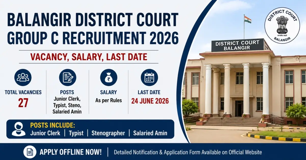Balangir District Court Group C Recruitment 2026 - Vacancy, Salary, Last Date